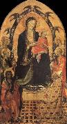 Gherardo Starnina The Madonna and the Nino with San Juan the Baptist, San Nicolas and four angeles oil on canvas